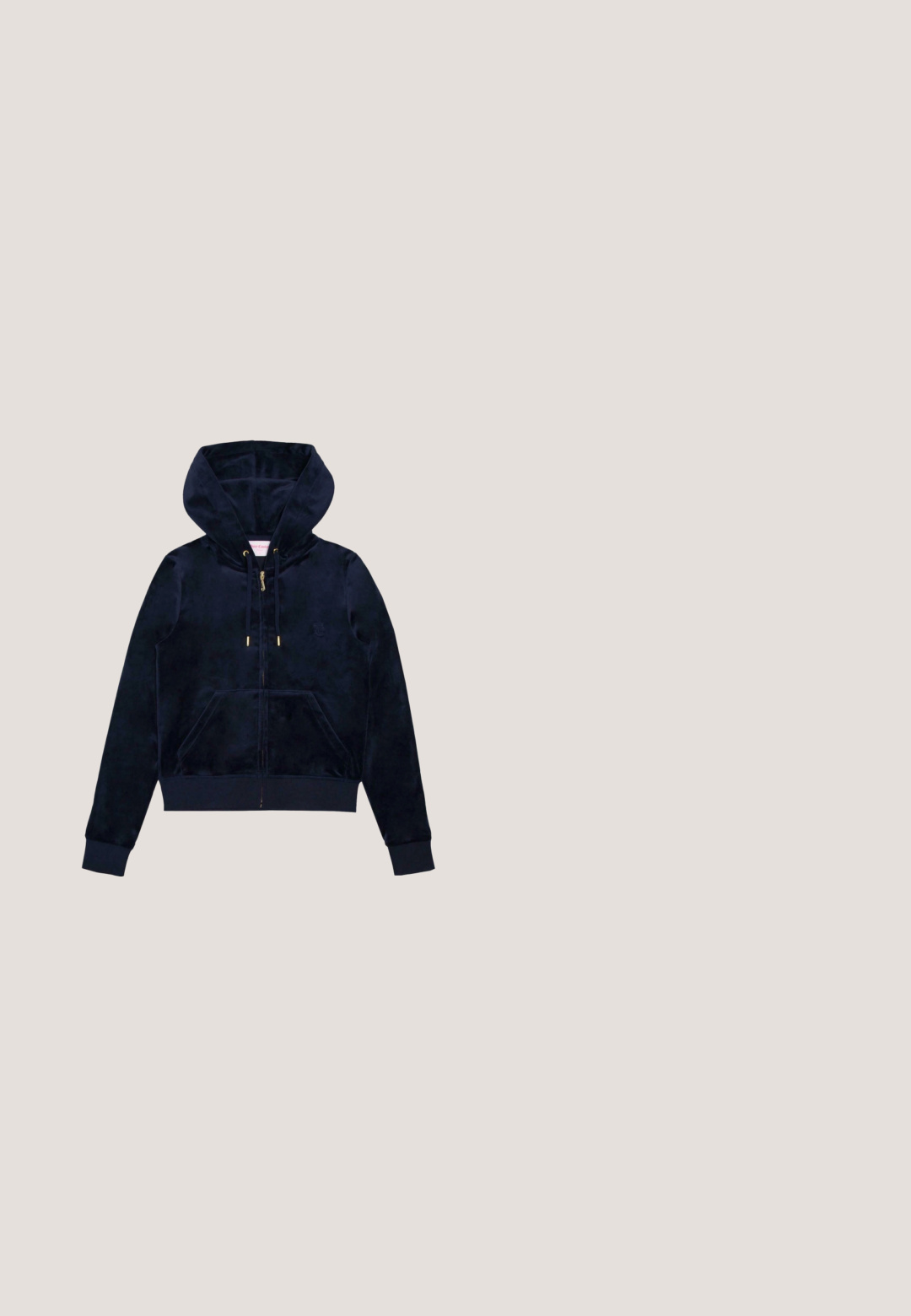 Hoodie à zip bleu marine en velours doux, doté d'une capuche, de poches latérales et d'accents dorés aux cordons, avec des poignets et un ourlet côtelés.; Chemise bleu marine à manches courtes côtelée avec col en V et trois boutons sur la patte de boutonnage avant, taille UK 10 EUR 38 US 6.; Leggings noirs en tissu extensible avec une taille haute élastique présentant le texte "SMIL" en blanc. Texture lisse et design ajusté.; Skechers BASKET À FLEX APPEAL - Baskets basses - slate; Banane BOGNER gris foncé en tissu texturé. Forme incurvée avec une fermeture éclair et un logo cousu à l'avant. Fini lisse.; Collier en argent avec un pendentif circulaire comportant une gemstone claire centrale entourée de petites pierres claires, sur une chaîne délicate.