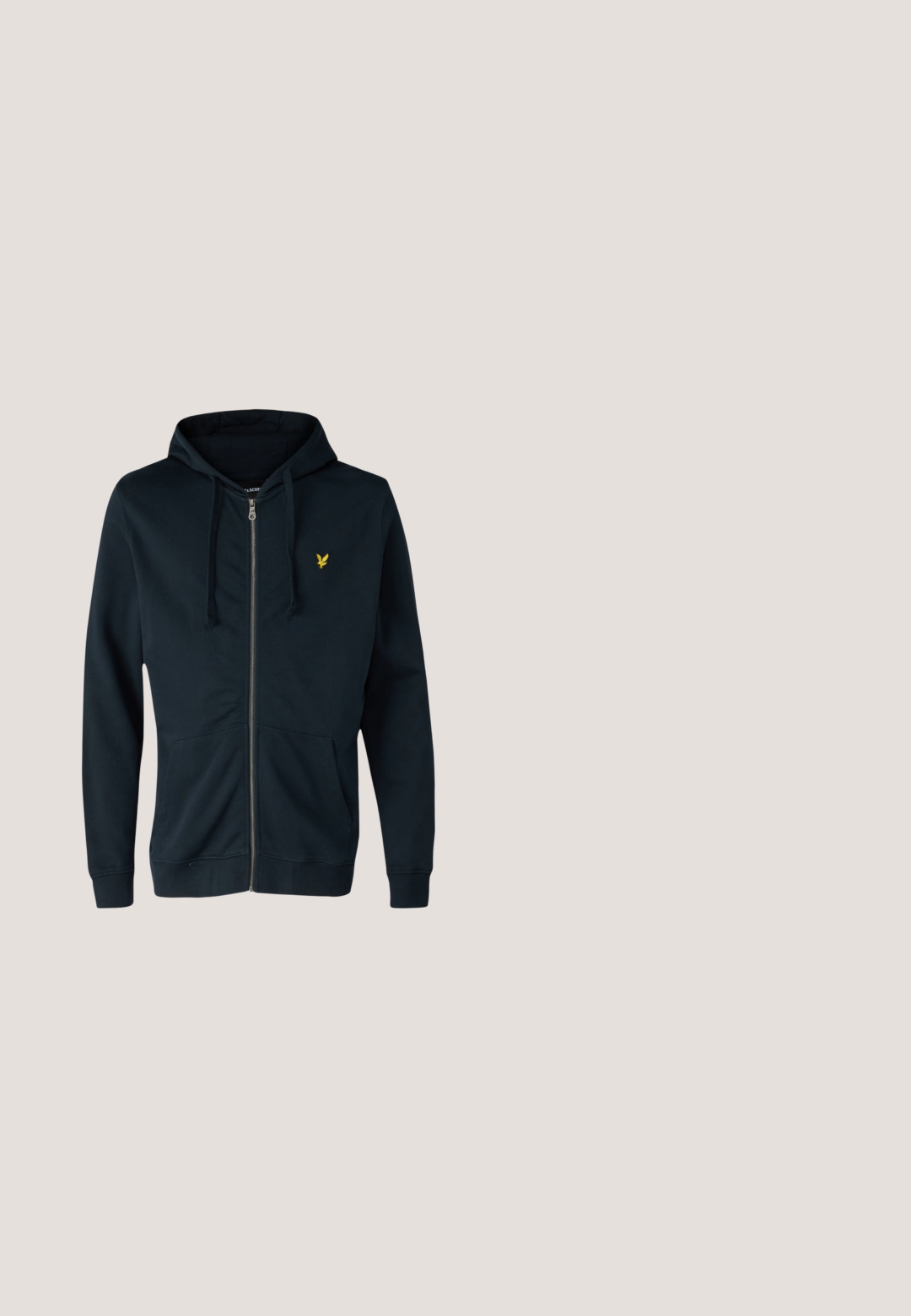 Marineblaue Kapuzenjacke mit Reißverschluss aus weichem Material, ausgestattet mit einer Fronttasche, einer verstellbaren Kapuze mit Zugband und einem kleinen gelben Logo auf der linken Brust.; Graue Steppweste mit Reißverschluss vorne, Kapuzenkordeln und geripptem Saum. Verfügt über ein gesteppte Design und kleines Logo auf der Brust.; Langärmliges schwarzes Baumwollhemd mit rundem Halsausschnitt, versehen mit einem kleinen roten Logo auf der Brust. Glatte Textur und taillierte Passform.; Blaue Jeans aus Denim mit geradem Bein, mittelhoher Taille und orangen Nähakzenten. Verfügt über ein klassisches Fünf-Taschen-Design und einen Knopfverschluss.; Herren Sneaker aus dunkelgrünem und braunem Wildleder, mit Mesh-Einsätzen, weißen Schnürsenkeln und einer Gummisohle. Mit einem Logo an der Seite.; Schwarze Tragetasche mit kurzen Griffen, vorderer Reißverschlusstasche und geprägt Polo Ralph Lauren Logo.