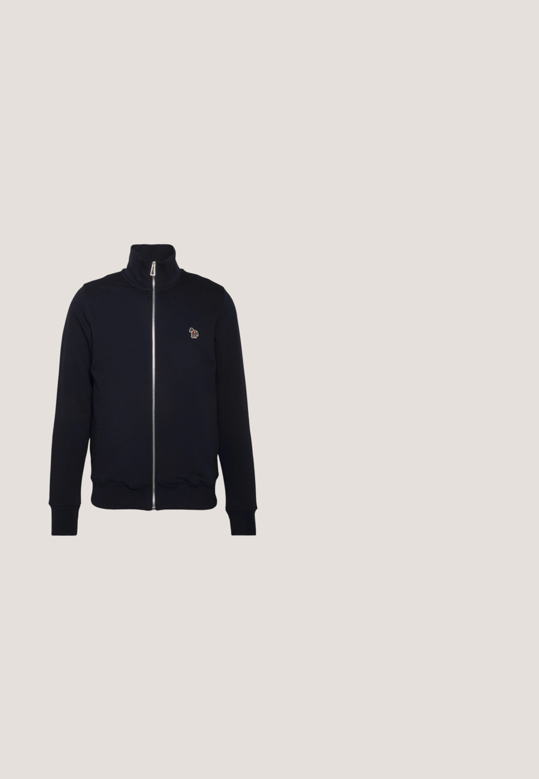 Marine blauwe zip-up sweatshirt met hoge kraag, geribbelde manchetten en tailleband. Bevat een geborduurd logo op de linkerkant van de borst. Gemaakt van zachte stof.; Witte katoenen t-shirt met een klassieke ronde hals en korte mouwen. Bevat een klein, meerkleurig geborduurd paardenlogo op de borst.; ASPESI BERMUDA LOU - Shorts - blue; Witte sneaker met een gevoerd leren bovenwerk, beige veters en een gestructureerde beige suede hieltab. Verhoogde zool voor extra hoogte.; Bruine zonnebril met een gouden metalen frame, rechthoekige lenzen en gedetailleerde accenten op de pootjes. Heeft een minimalistisch geometrisch ontwerp.; Paar ronde zilveren manchetknopen met blauwe, bruine en groene strepen en gegraveerde tekst op een witte achtergrond.