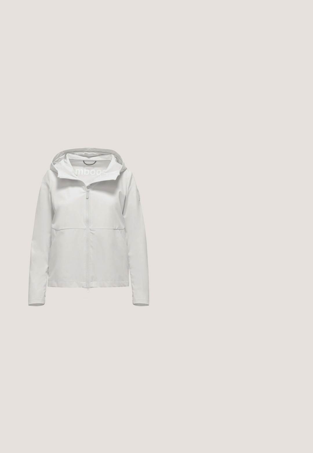 Hvid hættejakke med lynlås, lange ærmer og glat stoffinish, vist mod en ensfarvet baggrund.; Hvid langærmet sweatshirt med rund halsudskæring og præget cirkulært logo centralt foran.; Hvide elastiske shorts med lommer foran, knælange, ensfarvet design, egnet til afslappet eller atletisk brug.; Hvide atletiske sko med en tekstureret overdel og mesh-paneler, snørebåndsdesign, polstret sål og diskret logo på hælen.; Roxy DONNA  - Solbriller - sje7; Emily & Noah UMHÄNGETASCHE E&N ELENA - Skuldertasker - white