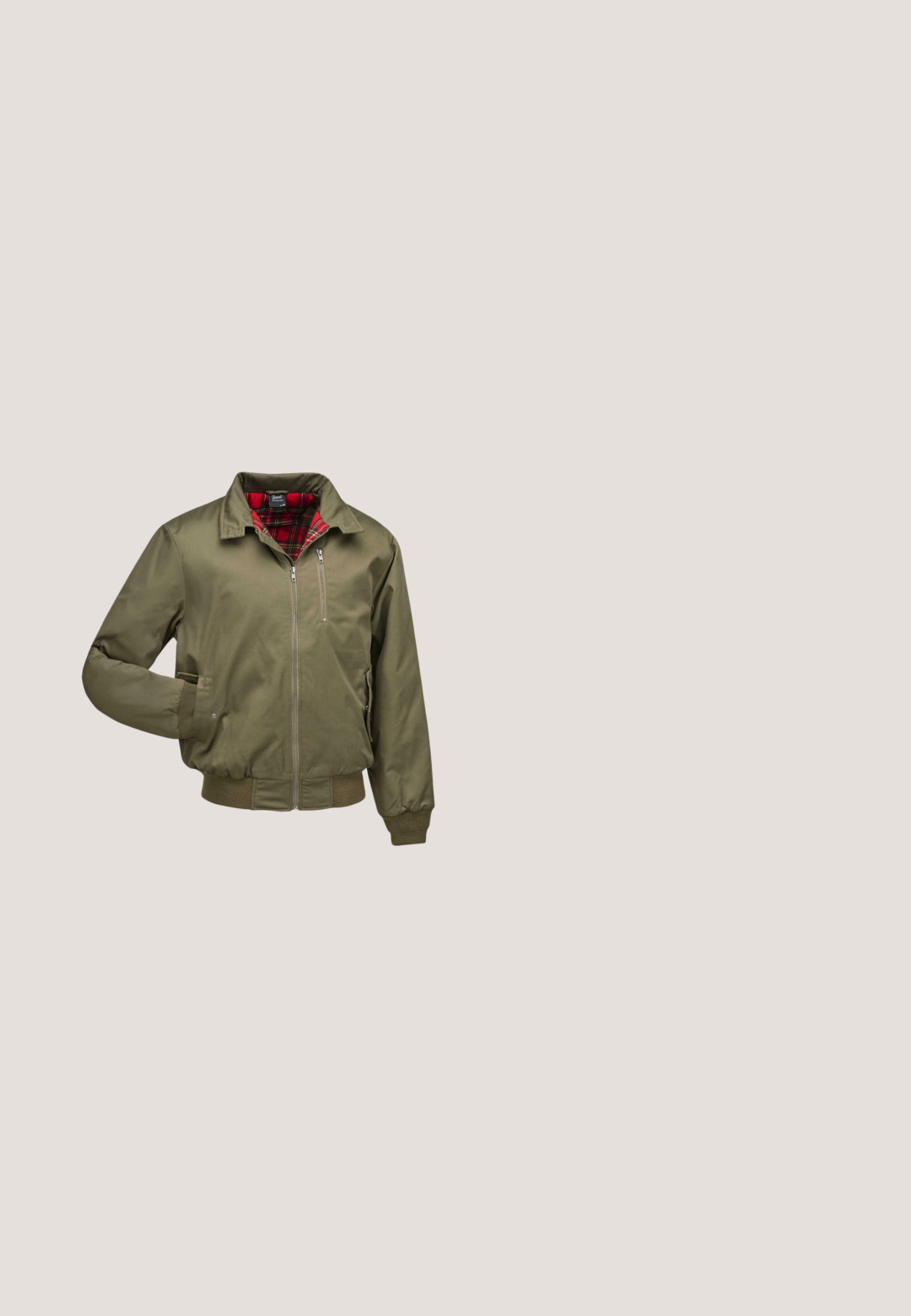 Brandit LORD CANTERBURY - Bomberjakke - olive; Beige hoodie med en front kangaroo lomme, snøre i huen og ribbede ærmer. Lavet af blødt bomuldsblandingsmateriale.; Kortærmet t-shirt med rund hals i lys beige bomuld. Har en afslappet pasform, glat tekstur og diskret branding på ærmet.; Lys grå cargo bukser lavet af bomuld med en afslappet pasform, flere lommer, snøre ved anklerne og en knaplukning.; Brune læder ankelstøvler med sorte snørebånd, rund tå og kontrasterende blå gummihæl. Har et blåt accentbånd med "bugatti" logo.; Rektangulær mørkebrun crossbody-taske med tekstureret overflade, justerbar rem og frontlomme, vist mod en hvid baggrund.