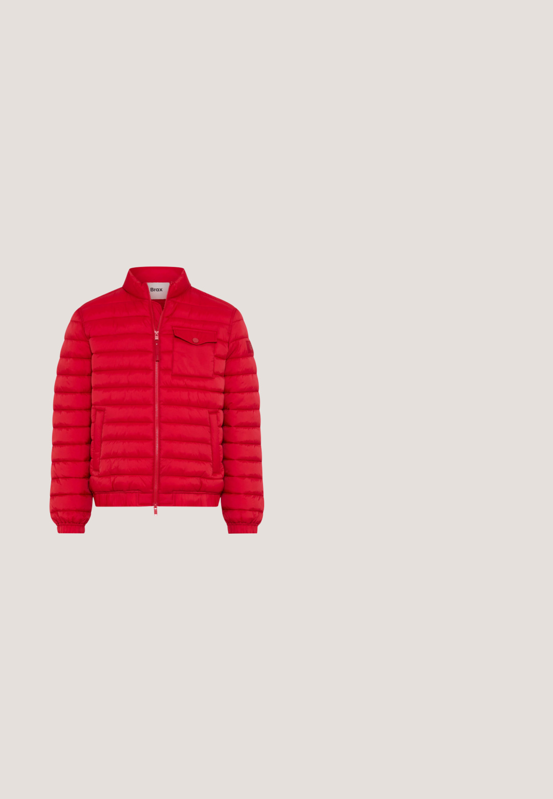 Veste matelassée rouge avec fermeture éclair à l'avant, poignets élastiques, poches latérales et une poche poitrine boutonnée.; Pull rouge à manches longues avec col rond, col, poignets et ourlet côtelés, en tissu tricoté.; Polo shirt en coton rouge avec un col, doté de deux boutons et d'une encolure intérieure rayée. Manches courtes et coupe standard.; Jean en denim bleu foncé avec une coupe droite, design classique à cinq poches et coutures contrastées. Tissu durable avec une texture lisse.; Australian Footwear CONLEY GEKLEED  - Bottines à lacets - black burgundy; LANCASTER SMALL SOFT VINTAGE - Sac bandoulière - noir rouge