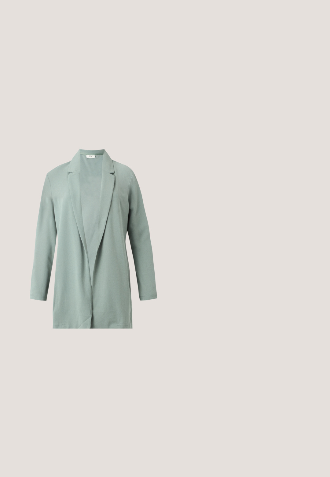 Lysegrøn blazerjakke med lange ærmer, åben front, notch revers og lige kant, vist på en ensfarvet baggrund.; Sort camisole med blondekant langs udskæringen og stropperne; blødt stof med et flydende design for en afslappet pasform.; ONLY ONLRAIN  - Jeans Skinny Fit - grey; RAID KYLAH - Højhælede sandaletter / Højhælede sandaler - black; Lille håndtaske med sølv gittermønster, buet håndtag, stor perle lukning og en tynd sølvkæde strop på en ensfarvet baggrund.; Cirkulære øreringe lavet af metal, prydet med flere klare, facetterede sten arrangeret i et funkende mønster. Farveløse og reflekterende.