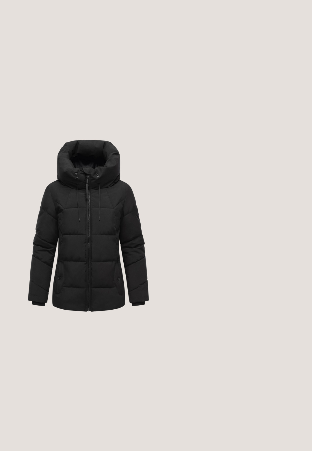 Veste matelassée noire avec un col montant et une capuche ajustable, dotée d'une fermeture éclair à l'avant et de poches latérales, fabriquée en tissu matelassé.; Pull à col roulé noir à manches longues avec col, poignets et ourlet côtelés, présenté sur un fond blanc.; Haut à manches longues gris clair en coton doux et extensible. Il présente un col rond et une coupe ajustée. Aucun motif ni embellissement présent.; Jean en denim noir avec une coupe slim, un design à cinq poches, des passants de ceinture et une fermeture à bouton. Texture lisse et décoloration minimale.; Bottines en cuir noir avec un bout arrondi, un laçage sur le devant, un col rembourré et une semelle en caoutchouc texturé pour une traction optimale.; TOM TAILOR TILLY CROSS BAG S - Sac bandoulière - schwarz   black