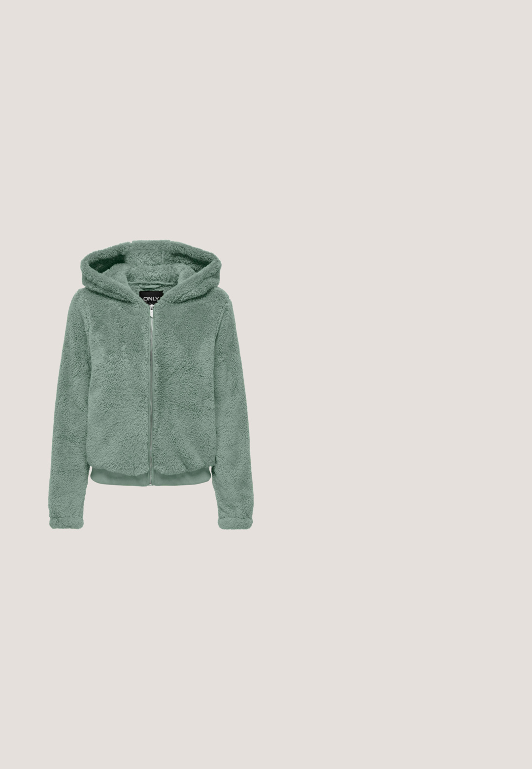 ONLY ONLNEWANNA - Forro polar - pad; Sudadera de color verde claro con un bolsillo tipo canguro, puños y dobladillo acanalados, y una gran capucha ajustable. Fabricada con tela suave y cómoda.; Top corto acanalado de color azul claro con escote redondo y un diseño ajustado. Fabricado con una tela suave y elástica, adecuado para el uso casual.; Pantalones cortos de cintura elástica en azul claro con cordón ajustable, tela suave y un pequeño logo en la parte inferior de la pierna izquierda.; Zapatillas de cuero blancas con un swoosh de Nike y una lengüeta en verde menta, suela texturizada y diseño clásico de cordones.; Riñonera de cuero verde claro con un compartimento principal con cremallera y un pequeño bolsillo frontal. Correa texturizada y logo de la marca en la parte frontal.
