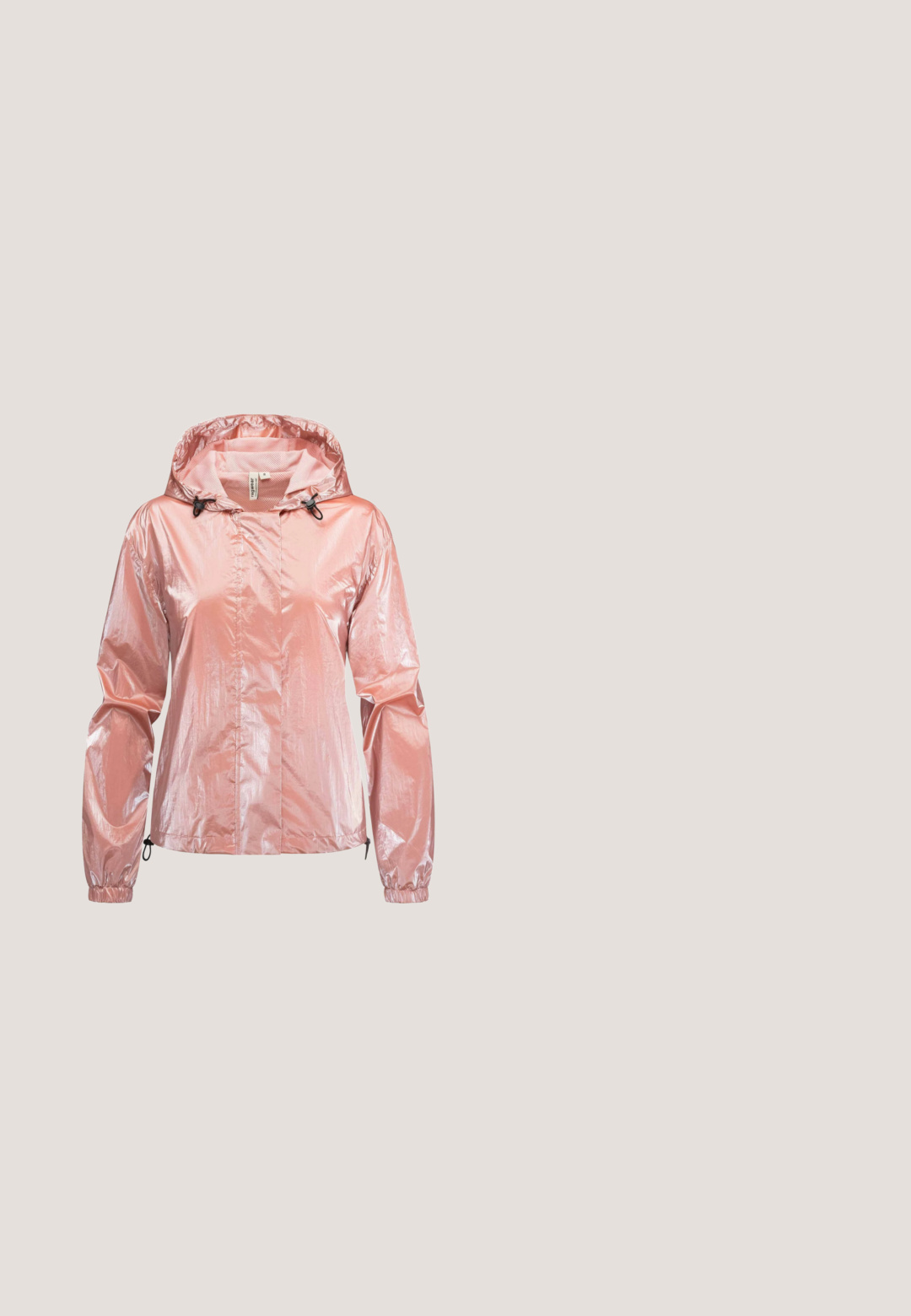 Helles rosa, winddichte Jacke mit metallischem Finish, Kapuze, elastischen Bündchen, Kordelzug in der Taille und einem Reißverschluss auf der Vorderseite. Glatte Textur.; Strickjacke in verschiedenen Rosa- und Lilatönen, mit V-Ausschnitt, cropped Länge, vier Knöpfen und gerippten Manschetten für zusätzliche Textur.; Rosa Baumwoll-T-Shirt mit kurzen Ärmeln und Rundhalsausschnitt. Auf der Vorderseite befindet sich ein einfaches, in Weiß gesticktes Logo.; Rosa-weiße gestreifte Shorts aus weichem Stoff. Verfügt über ein enges Design und einen glatten Bund ohne zusätzliche Details oder Beschläge.; Weiße Sneaker mit rosa Akzenten und Herzmustern, ausgestattet mit einem strukturierten Obermaterial und sichtbarer Luftpolsterung in der Sohle.; myMo CO-BRANDED WITH KOOSH - Clutch - regenbogen mehrfarbig