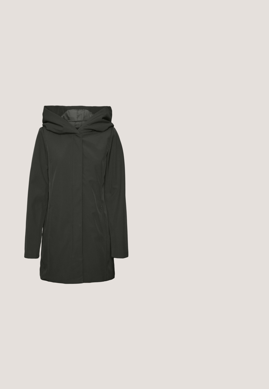 Veste à capuche noire avec fermeture éclair, poches latérales et un tissu lisse et résistant à l'eau. Design simple et droit.; Vero Moda VMDOFFY O NECK - Pullover - birch; Jean bleu clair taille haute à jambes larges avec poches avant et fermeture par bouton et fermeture éclair, fabriqué en denim classique.; Baskets à imprimé vache marron et blanc, en daim et fausse fourrure, avec des lacets marron clair et une semelle en caoutchouc. Design à bout arrondi.; Sac à bandoulière en cuir marron avec un fond incurvé et une sangle réglable sur un fond clair uni.; Collier en argent avec une chaîne délicate et un petit pendentif en forme de cœur. Fermoir ajustable avec un détail en matériel circulaire.