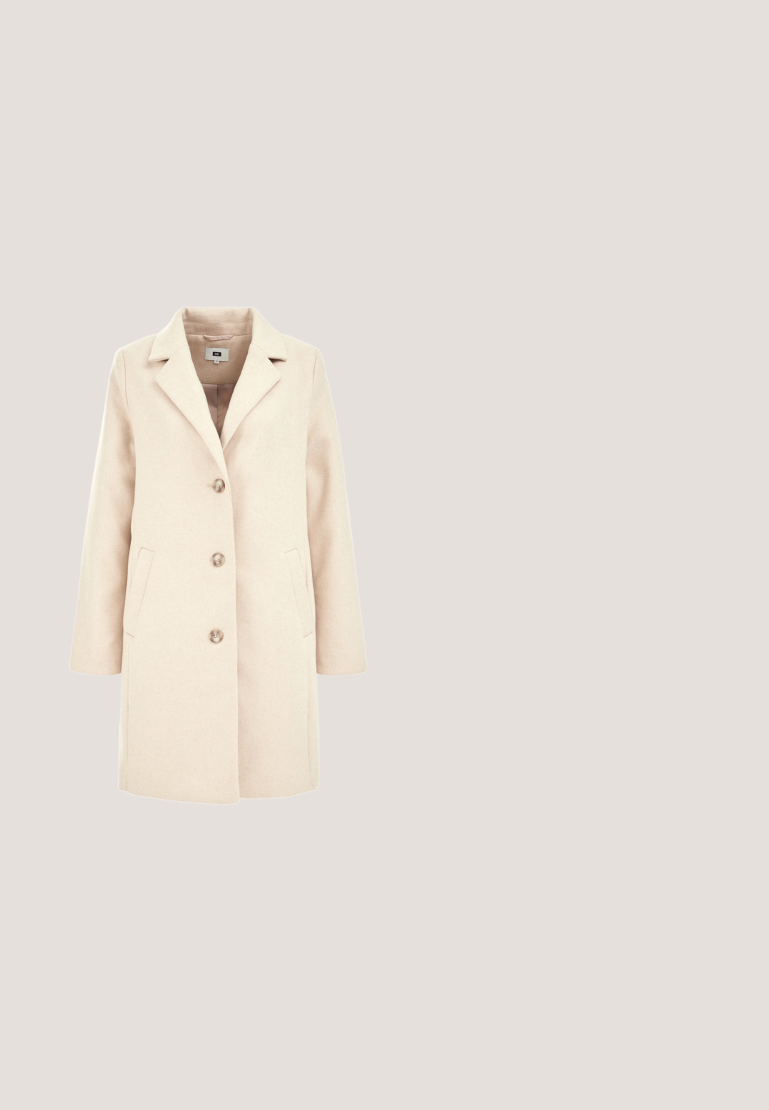 Beige wollen mix jas met lange mouwen, geknopen revers en drie knopen aan de voorkant. Voorzien van twee zijzakken en een gladde binnenvoering.; Zwarte en beige gestreepte jurk met lange doorschijnende mouwen, V-hals, gestrikte kraag, wikkeldesign en vloeiende rok.; Zwarte suède kniehoge laars met een ronde neus, zichtbare stiksels en een gestapelde houten hak, met een gladde afwerking en een licht gestructureerd oppervlak.; Zwarte ovale zonnebrillen met gradientlenzen, glanzende afwerking en bruinaccenten op de pootjes met logo-detail. Strak en modern ontwerp.; Zwarte textuurleren crossbodytas met gouden kettingriem en "Victoria Hyde" logo aan de voorkant.; Guess Ketting - goldenfarbe