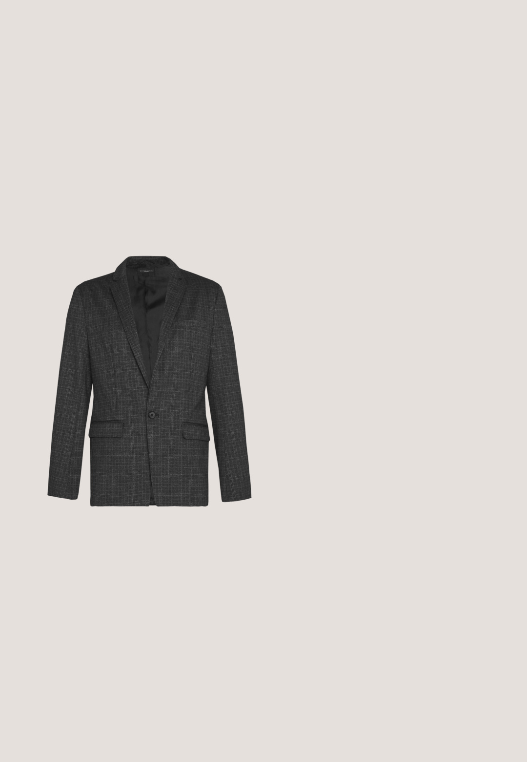 Brave Soul MJK ROCKBLAZE - Blazere - dark grey; Mørkeblå knappeskjorte med lange ærmer, standard krave, frontplacket, glat tekstur og en-knaps manchetter.; Only & Sons ONSMARK PANT - Chino - fallen rock; Sorte læder herresko med wingtip-design, der har brogue-detaljer og en poleret finish, parret med skræddersyede sorte bukser.; Struktur bordeaux slips, lavet af vævet stof, med et diskret rektangulært mønster. Aftaget ende med et rullet design til opbevaring.; Sort læderbælte med præget mønster og et rektangulært metalspænde med mat finish. Glat tekstur med en rundet ende.