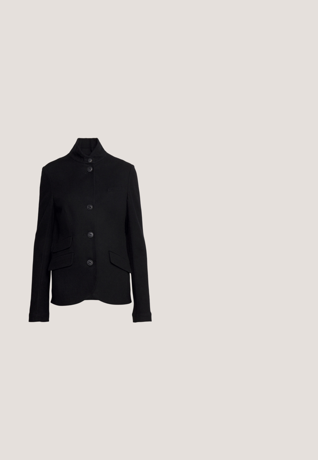 rag & bone SLADE  - Blazer - black; Schwarzes Oberteil mit langen durchsichtigen Ärmeln, rundem Halsausschnitt und Rüschensaum. Ausgestattet mit weißen Paspelierungen und zwei Stoffschlaufen auf der Rückseite.; Schwarze Slim-Fit-Hose mit Gürtelschlaufen, Frontreißverschluss und geraden Beinen, vor weißem Hintergrund präsentiert.; Schwarze Leder-Pumps mit hohen Absätzen, offenem Zeh und Knöchelriemen. Verfügt über eine glatte Oberfläche, einen goldfarbenen Akzent nahe der Ferse und ein geschwungenes Design.; Schwarze Lederhandtasche mit strukturierter Form, ausgestattet mit einem silbernen Kettenriemen und einem auffälligen geschwungenen Logo-Detail.; Gold- und Silberohrringe mit einem gemischten metallischen Finish, die ein geschwungenes, glattes Design und einen nahtlosen Verschluss aufweisen.
