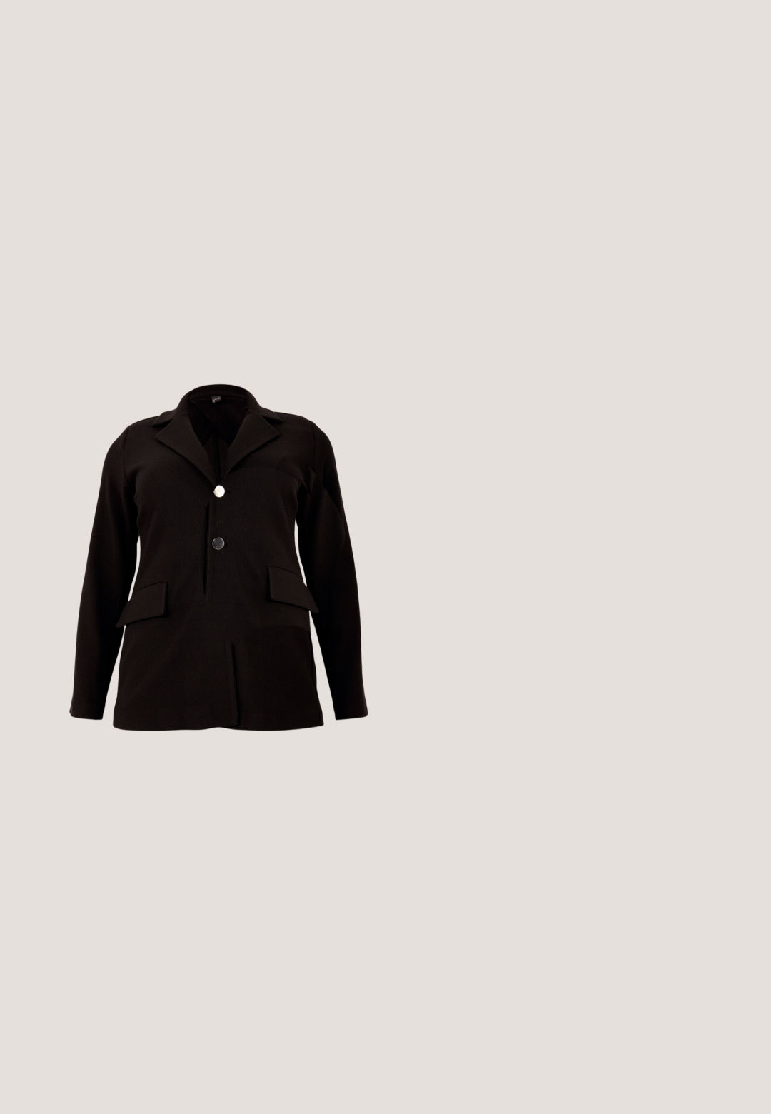 YOEK MIT KNOPFVERSCHLUSS - Blazer - black; Zwarte camisole met dunne verstelbare bandjes, gemaakt van gladde stof, met een eenvoudig mouwloos ontwerp en rechte zoom.; Zwarte, wijde broek gemaakt van een gladde stof met twee voorzakken en een platte tailleband. Gepersonaliseerd ontwerp met een strakke silhouet.; Zwarte leren pump met hoge hak, een spitse neus en een slanke hak, met een glad oppervlak en subtiele ronding langs de zijkanten.; Zwarte rechthoekige leren handtas met twee lange hengsels en een ritssluiting aan de bovenkant, afgebeeld op een witte achtergrond.; Fijne gouden kettinghalsketting met afwisselend kleine lus- en kruisvormige schakels, beveiligd met een karabijnsluiting.