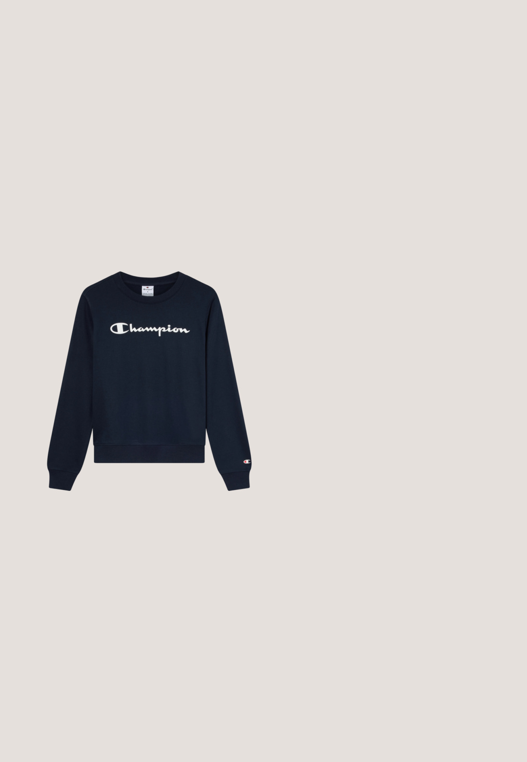 Sudadera azul marino de algodón, con un logo blanco de "Champion" en el pecho y un detalle de la marca en el puño. Cuello redondo, mangas largas.; Camiseta de algodón morada de cuello redondo y manga corta, que presenta un pequeño logo en el pecho y un parche del logo en la manga.; Pantalones de chándal negros con cintura ajustable, puños acanalados y un discreto parche con logotipo en la cadera. Hechos de un material suave y elástico.; Skechers SKECH-LITE PRO - Zapatillas - white /black; Bolsa de hombro negra de nailon con forma curvada, correa acolchada y cierre superior con cremallera. Presenta un pequeño parche con el logo en la parte frontal.; Pendientes de aro de plata con un acabado liso y pulido. Su forma circular presenta un diseño sin costuras y una estética minimalista.