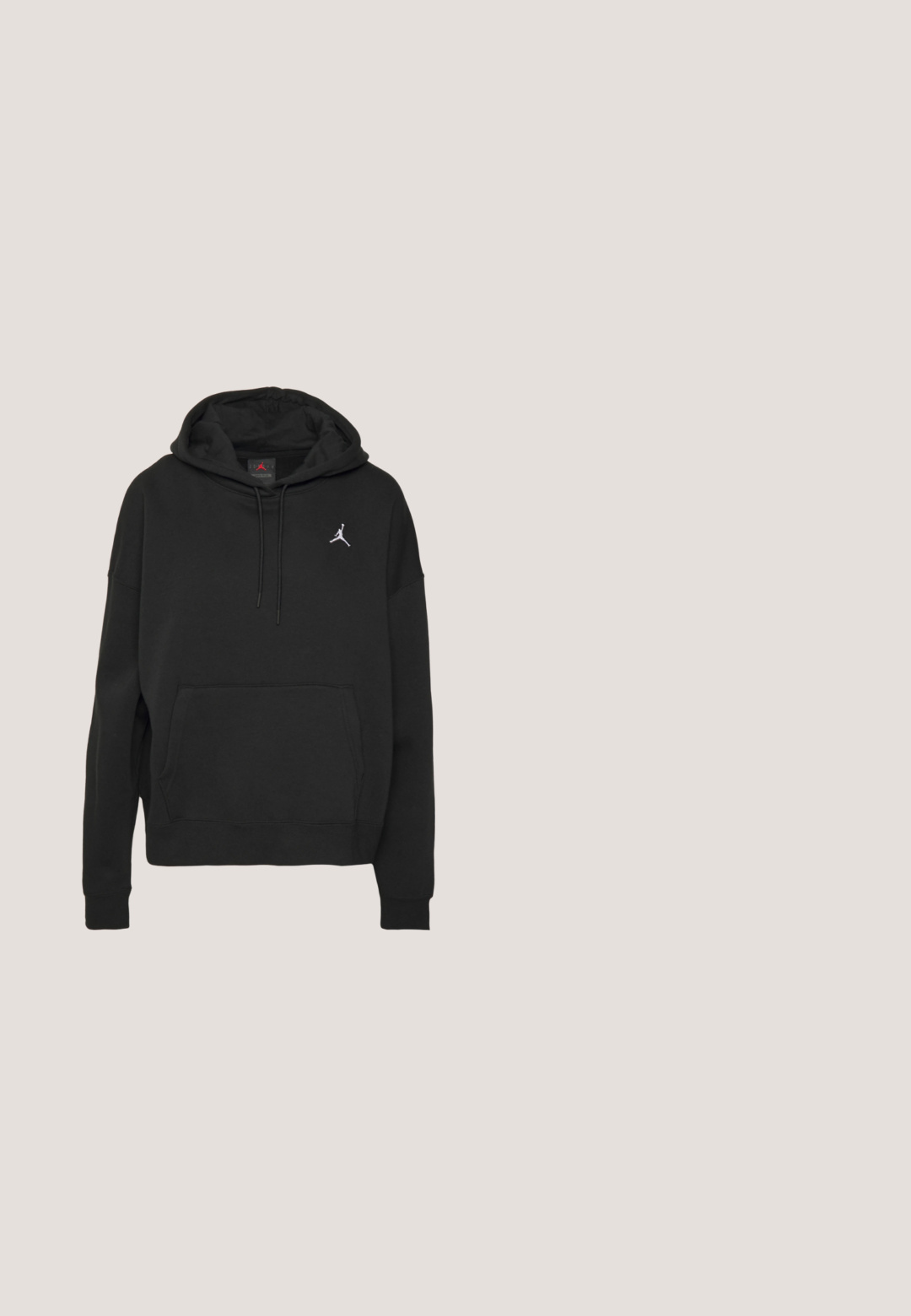 Jordan W J FLIGHT HOODIE CORE - Jersey con capucha - black/white; Top corto negro sin mangas hecho de material acanalado, con cuello redondo y un pequeño logo blanco de Nike en el pecho.; Nike Sportswear W PHNX FLC HR OS - Pantalones deportivos - picante red/sail; Zapatillas Nike Air Force 1 blancas con cuero texturizado, detalles en plata y una suela gruesa. Llevadas con un calcetín blanco y pantalones beige claros.; Bolso tote de nailon negro con diseño de cintas horizontales, asas dobles y dos acentos decorativos de hardware. Pequeño logotipo en la parte frontal.; Los pendientes de aro de plata presentan un diseño suave y redondeado con un perfil delgado y un cierre seguro. Estilo minimalista con un acabado pulido.