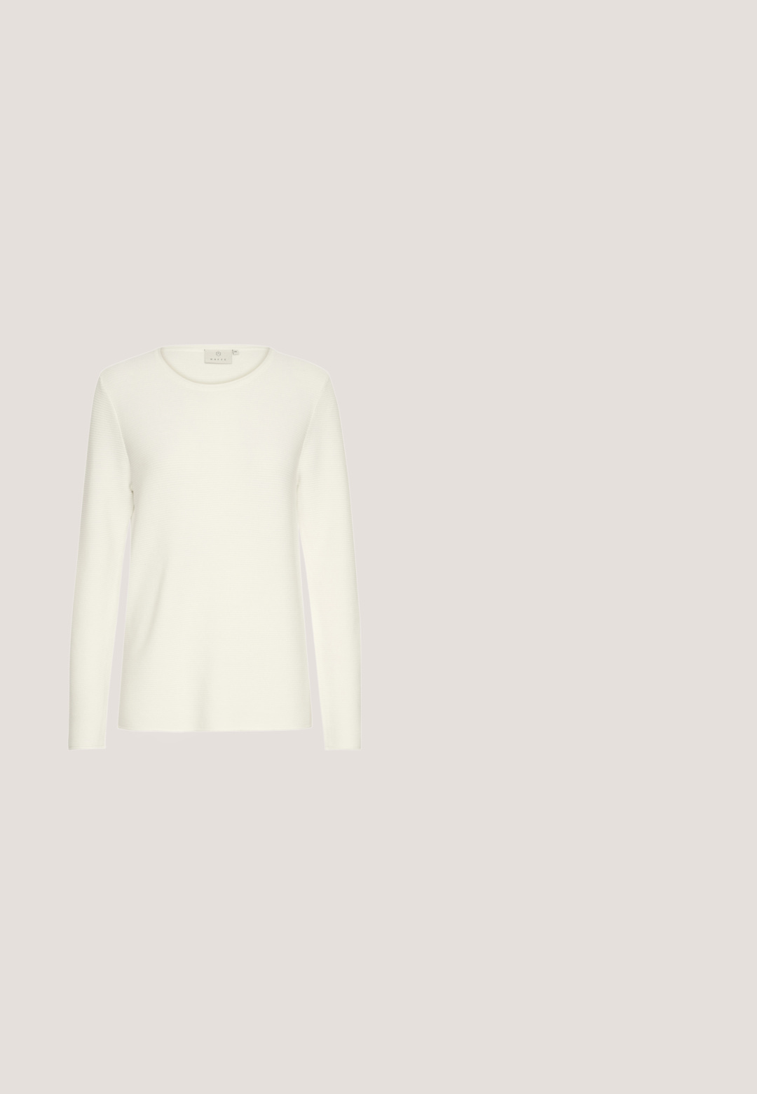 Witte langemouwen top met een ronde halslijn, voorzien van een geribbelde textuur en een relaxed fit. Label zichtbaar onder de halslijn.; WE Fashion Overhemdblouse - grey; Lichtgrijze jeans met rechte pijpen, vooraan knoop en rits, vijf zakken stijl en subtiele vervaagde details.; Witte leren sneakers met een ronde neus, voorzien van een dikke witte zool met een textuurpatroon en een vetersluiting aan de voorkant. Minimalistisch ontwerp.; Licht beige crossbodytas met een klep van korrelig leer, een suède body, zilveren ringklink en verstelbare band met gesp.; Fijn zilveren kettinkje met verstelbare sluiting en een kleine ronde hanger met een gedetailleerd boomontwerp.