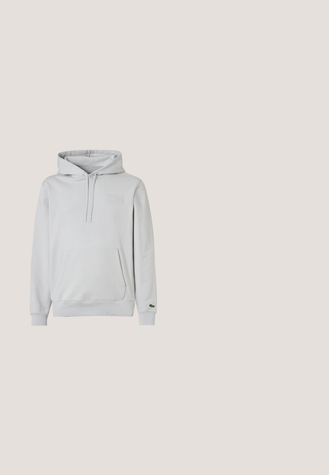 Lysegrå hættetrøje lavet af bomuldsblanding, med kængurulomme, justerbar snøre i hætten og præget logodetalje på brystet.; Marineblå langærmet T-shirt med rund hals og lille hvid J.LINDEBERG STOCKHOLM-logo på venstre bryst.; Mænds grå sweatshorts lavet af blød bomuld, med elastisk talje med snøre, sidelommer og detalje med hvidt logo.; Grå og beige mesh- og læder-sneaker med hvid sål, snørebånd og orange trækflig, mærket med Armani Exchange-logo på siden og sålen.; Sorte Carrera-solbriller med tykke, rektangulære stel og gradient mørke linser på en hvid baggrund.; Lysegul stofindkøbsnet med dobbelte håndtag og mærkenavnet "KARL LAGERFELD" trykt med fede bogstaver på fronten.