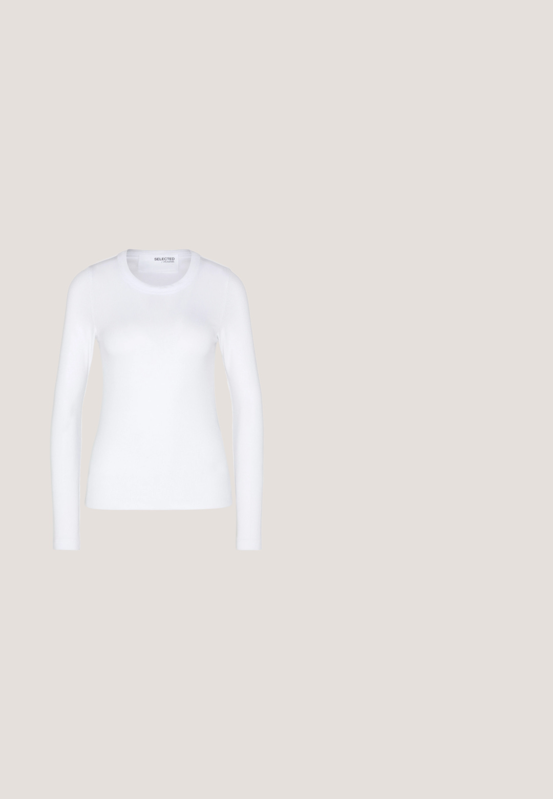 Selected SLFDIANNA O NECK - Long sleeved top - bright white; Weekday ADISA SUITING TROUSER - Cargo trousers - mole medium dusty; White suede sneaker with navy stripes, rubber gum sole, textured upper, round toe, and lacing; features branding on the side and tongue.; Clear plastic square-frame glasses with translucent lenses, featuring gold accents on the temples for added detail.; Brown leather handbag with a soft, textured fur-like exterior, slim design, a short handle, and a detachable strap.; Silver hoop earrings with a polished finish, featuring a circular shape and a hinged post closure. Smooth texture with minimal detailing.