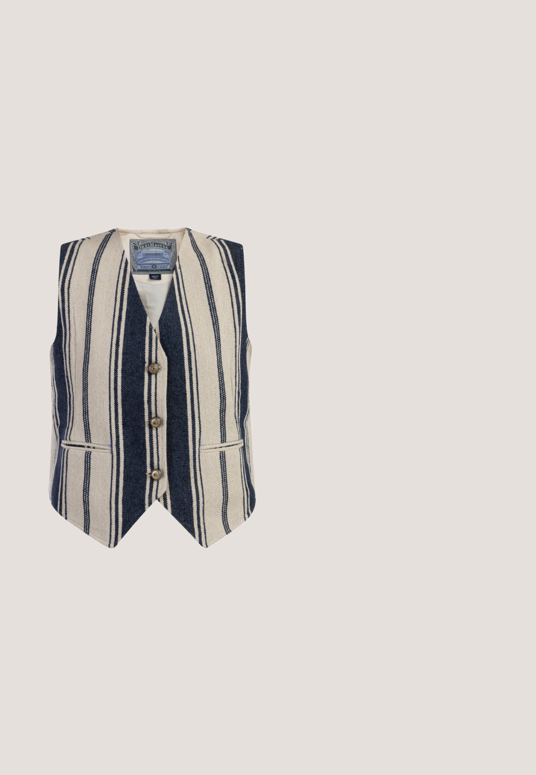 Bredstribet vest i beige og marineblå med V-udskæring, fire knapper og sidelommer. Vævet tekstur med lodrette striber og en afslappet pasform.; Strikket sweater med kabler i olivengrøn, med ribbet rund halsudskæring og kant, og et broderet orange logo på brystet.; Stribet skjorte med knapper, med et khaki- og hvidt mønster, lange ærmer, spids krave og et lille logo på venstre bryst. Bomuldsstof.; Brune bredbenede bukser i kordfløjl med en tekstureret finish, der har to forlommer og en knaplukning ved linningen.; MIISTA MALENE  - Støvletter - brown; Brun ruskind crossbody taske med gyldent lynlås og RLL-logo, detaljeret kant-syning og justerbar rem med guldfarvet hardware.