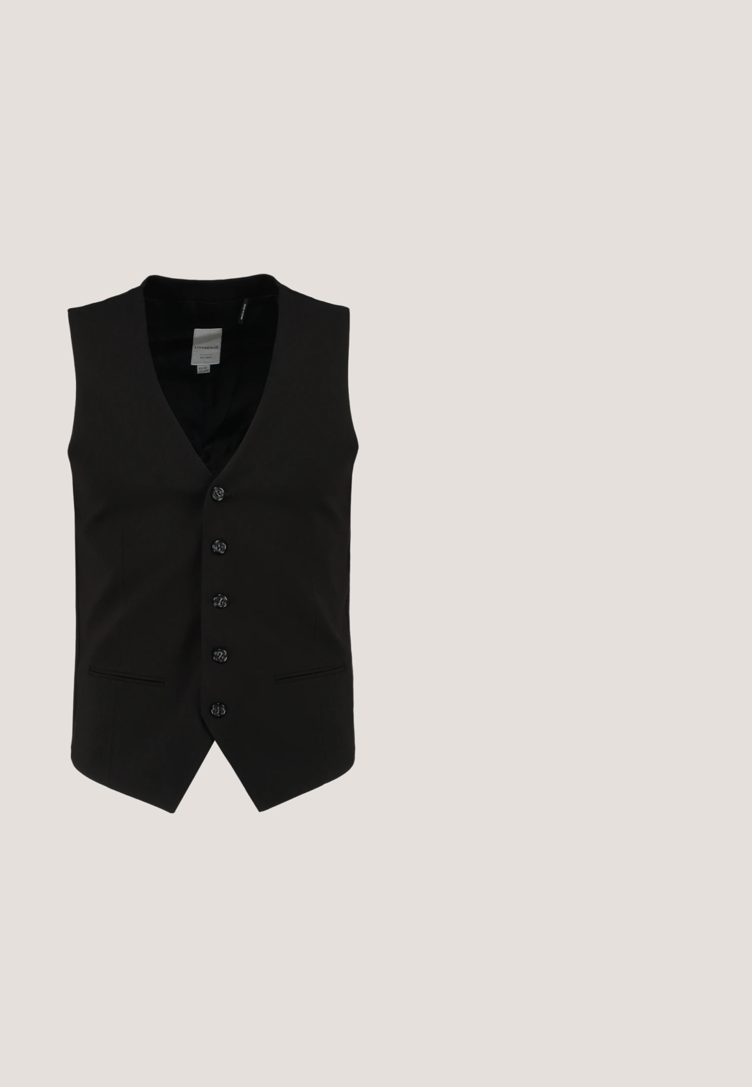 Gilet formel noir avec un col en V, six boutons à l'avant et deux poches latérales. Fabriqué en tissu lisse avec une coupe ajustée et sans motifs visibles.; Chemise à manches longues bleu marine foncé en coton doux, dotée d'un devant boutonné, d'un col classique et d'une coupe ajustée.; Pantalons tailleur noirs en tissu lisse, avec un devant plat, deux poches latérales et une fermeture à un bouton.; Chaussure monk strap en cuir noir avec deux boucles en argent, design à bout capteur, bout rond et semelle en caoutchouc de profil bas. Texture lisse, silhouette élégante.; Cravate en soie bordeaux avec une texture lisse et un design slim, dotée d'une pointe effilée et sans motifs ni accents visibles.; Ceinture en cuir noir avec une finition brillante, boucle en métal argenté et détails de couture le long des bords. Design classique, adapté à une tenue formelle.