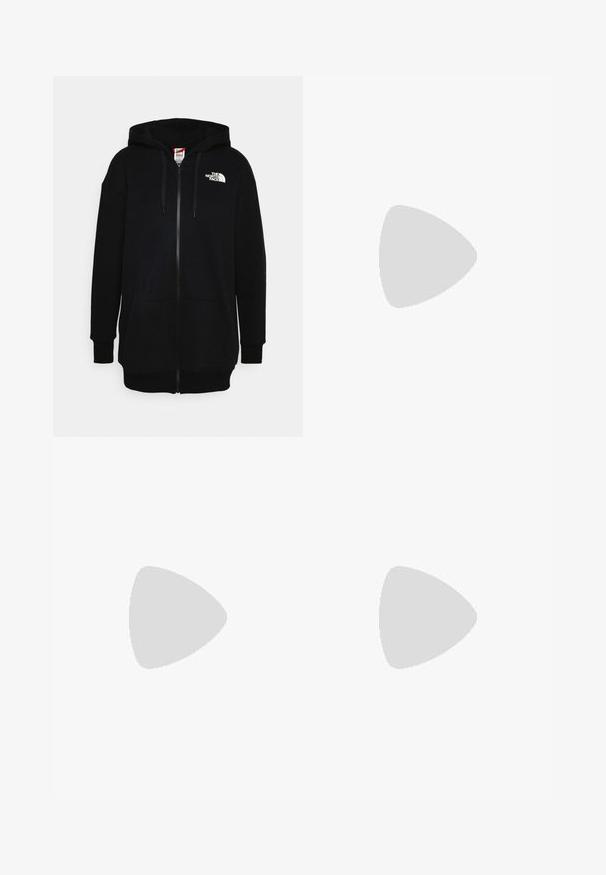 Sudadera negra con cremallera hecha de una mezcla de algodón, con un bolsillo tipo canguro, capucha con cordón y un logo blanco en el lado izquierdo del pecho.; Camisa blanca de manga larga hecha de tela acanalada, con un cuello redondo y una forma ajustada. No presenta patrones ni detalles.; Pantalones negros con una textura suave, diseño de pierna recta y cintura con cinturón. Presenta una silueta simple y clásica sin patrones adicionales.; Zapatillas deportivas en blanco y negro con detalles en rojo y dorado. Presentan una parte superior de malla, una suela acolchada y un diseño de cierre con cordones seguro.