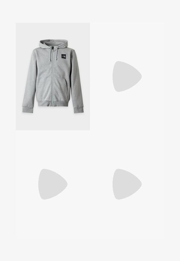 Sweat à capuche gris clair zippé, manches longues, poches avant, capuche avec cordon et petit logo noir North Face sur la poitrine gauche.; T-shirt noir à manches courtes avec col rond, avec un petit logo Umbro blanc et rouge sur le côté gauche de la poitrine.; Shorts de sport en mesh noir avec taille élastique et logo blanc de la marque "baree" près de l'ourlet bas sur la jambe droite.; Baskets de sport noires et grises avec un tige en mesh et en suède, présentant une semelle intermédiaire blanche, des lacets et un logo "N" audacieux sur le côté.