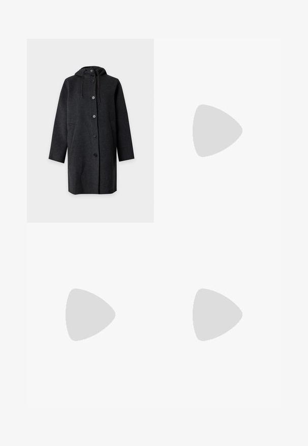 Mørkegrå hættejakke med knaplukning og forlommer, lange ærmer og snore i hætten.; Sort bomulds t-shirt med rund halsudskæring og korte ærmer. Har en afslappet pasform og et enkelt, uprydet design.; Denimjeans, mellemblå, figursyet talje, lige ben, let falmet ved kanten, design med fem lommer, lukning med metal-knap.; Filippa K REY FLATS - Ballerinasko - bright red