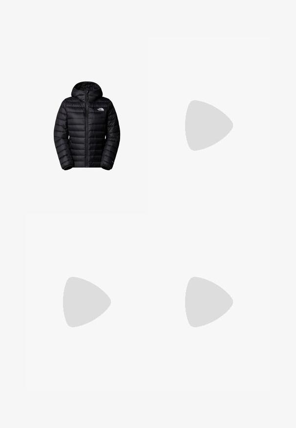 Sort isoleret jakke med hætte, der har lynlås lukning, quiltet design og logo detaljer. Slankt materiale med ribbede mansjetter.; The North Face W EASY L/S CREW NECK - Langærmet T-shirt - tnf black; Sorte leggings med høj talje, lavet af et glat, strækbart stof. Et lille hvidt logo er placeret på det nederste ben.; The North Face BASE CAMP WP MULE - Loafers - tnf black tnf black