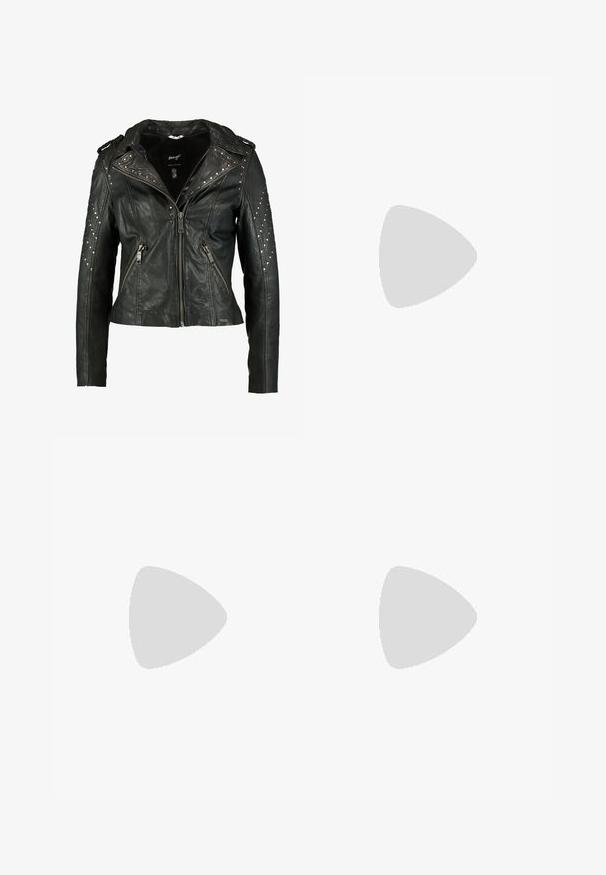 Maze TITANA - Veste en cuir - vintage black; Haut à col roulé noir à manches longues, fabriqué en tissu doux et extensible, avec une coupe ajustée et un col haut. Pas de motifs ni d'ornements.; Jeans en denim noir avec une coupe droite, un design à cinq poches, des passants de ceinture standards et une texture lisse. Fermeture à bouton à l'avant.; Botte de combat en cuir noir avec 8 œillets, semelle en caoutchouc, couture jaune et une languette à l'arrière. Présente une tige texturée.
