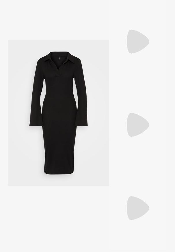 ONLY ONLCARI V NECK DRESS  - Robe fourreau - black; RAID JOCELYN - Bottes - black; Sac à main noir et argent avec une surface texturée affichant un motif en diamant, une anse nouée et une forme structurée.; Boucles d'oreilles en argent en forme de halo, avec une surface lisse et réfléchissante. Forme ronde et large avec un fermoir sécurisé en haut. Fini poli mettant en valeur l'éclat.