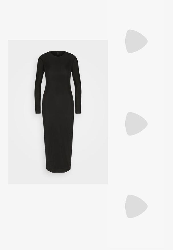 ONLY ONLTINA DRESS - Etuikjole - black; Zign LEATHER - Cowboy- / bikerstøvler - black; Sorte solbriller med grå linser, der har et gittermønster af små metalliske rhinsten langs stellet. Glat overflade, kantede design.; Sorte og sølv håndtaske med en tekstureret overflade, der har et diamantmønster, en knyttet håndtag og en struktureret form.