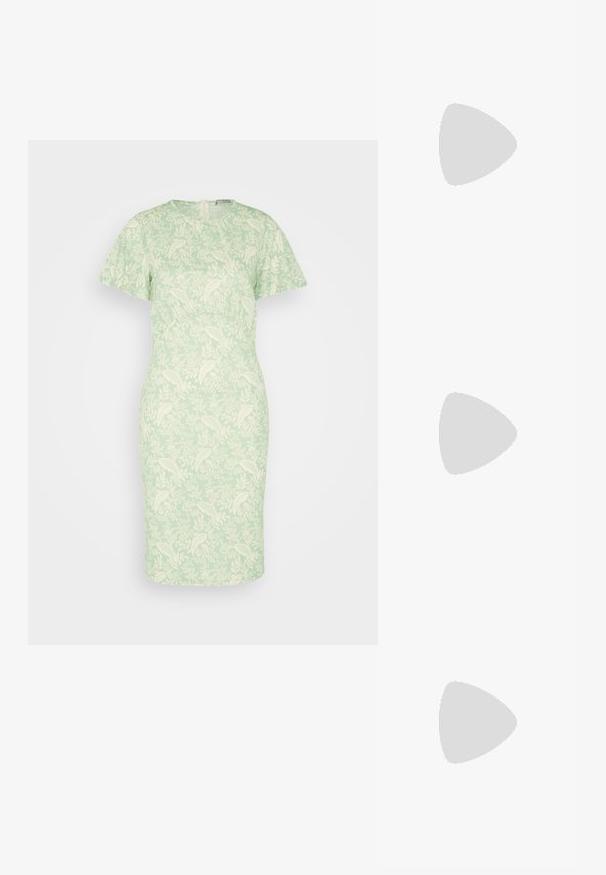 Anna Field by Zalando Jerseyjurk - green/light green; Witte leren slingback pump met een spitse neus, middelhoge blokhak en verstelbare strap. Gladde textuur; minimalistisch ontwerp.; Crème-kleurige leren handtas met een rechthoekige vorm, platte handgreep en afneembare schouderband; heeft een voorklep met een magnetische sluiting.; Goudkleurige oorbellen in de vorm van abstracte handen, met een glanzend oppervlak, ingewikkelde details en een zilver- en goudkleurige post voor een veilige bevestiging.