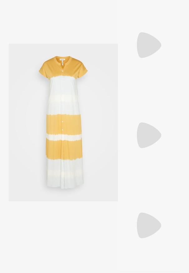 Thought TIE DYED SHIRT DRESS - Vestido ligero - multi; Sandalias deslizantes beige con dos correas ajustables y hebillas en tono dorado. Plantilla de corcho con una suela exterior de goma blanca texturizada.; Gafas cuadradas de plástico transparente con lentes translúcidos, que cuentan con acentos dorados en las patillas para un detalle adicional.; Pendientes de aro de oro con un acabado suave y pulido. Forma redondeada, tamaño mediano, con un mecanismo de cierre seguro.