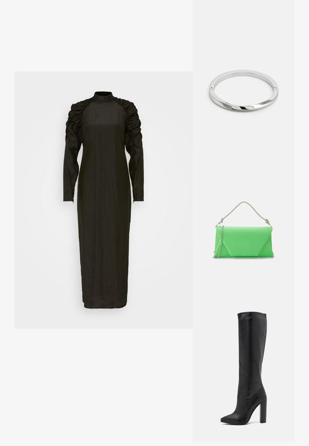 Selected NORA LS EX - Maxikjoler - black; RAID PRISCA - Højhælede støvler - black; Mascara CB61156 - Clutches - apple; Stålmetalarmbånd med en glat, skinnende overflade og flade kanter. Har et åbent cirkulært design med en subtil låse detalje.