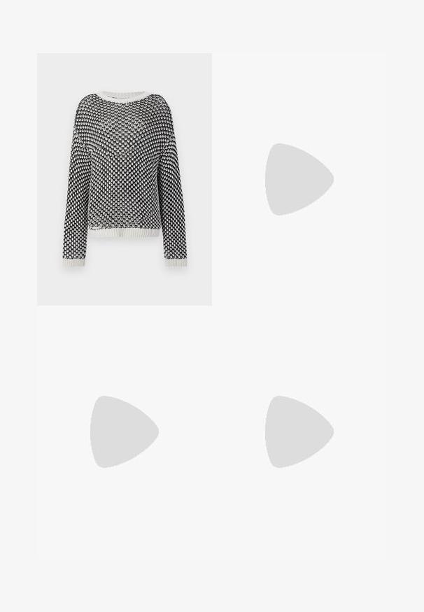 Schwarz-weiß gestrickter Pullover mit strukturiertem Muster, rundem Ausschnitt und langen Ärmeln. Gerippter Saum und Bündchen in kontrastierenden Farben.; Diane von Furstenberg AMY DRESS - Freizeitkleid - light pink; CLOSED Klassischer Ballerina - ecru; Hellegelbe Lederclutch mit strukturierter Oberfläche, ausgestattet mit Reißverschluss, abnehmbarem Riemen und dezentem Branding auf der Vorderseite.