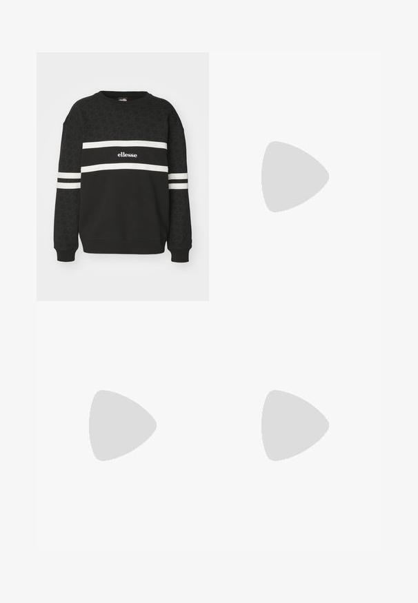 Zwarte sweatshirt met een gestructureerd patroon, voorzien van witte horizontale strepen en het "ellesse"-logo. Geribbelde manchetten en halslijn.; Witte, korte mouw t-shirt van katoen. Beschikt over een ronde hals en een losse pasvorm met een gladde textuur en geen zichtbare patronen of graphics.; Lichtblauwe denim jeans met een rechte pasvorm, vijf zakken, knoop- en ritssluiting, en een iets vervaagde afwerking.; Zwart-witte Lacoste sneakers met een gestructureerde leren bovenkant, voorzien van een vetersluiting en een witte rubberen loopzool. Gecombineerd met een donkere jeans.