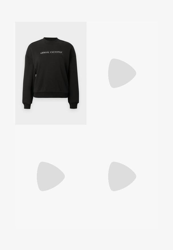 Sudadera negra con escote redondo, mangas largas y puños de canalé. Presenta el logo "ARMANI EXCHANGE" impreso en la parte frontal. Textura suave.; Pantalones de chándal grises hechos de una tela suave, con cintura elástica y cordón, dos bolsillos delanteros y puños ajustados en los tobillos.; Paul Smith DOVER - Zapatillas - white; Bolso de mano de cuero negro con una sola correa para el hombro, cuenta con un bolsillo con solapa en la parte frontal y compartimentos con cremallera a los lados. Textura suave con detalle del logotipo.