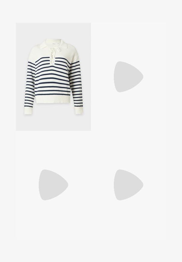 Pull en maille blanc avec des rayures horizontales bleu marine, manches longues, un ourlet côtelé et un col lacé avec un col replié.; T-shirt blanc à manches courtes avec un homard bleu, des algues et deux petites étoiles de mer imprimés au centre devant.; Jupe à carreaux aux couleurs vert foncé, bleu et noir, avec une coupe droite et une texture douce, accompagnée d'une forme structurée.; Bottes en cuir noir, montantes, avec une fermeture éclair sur le côté, un accent de boucle et une semelle épaisse. Présente une texture lisse et une construction durable.