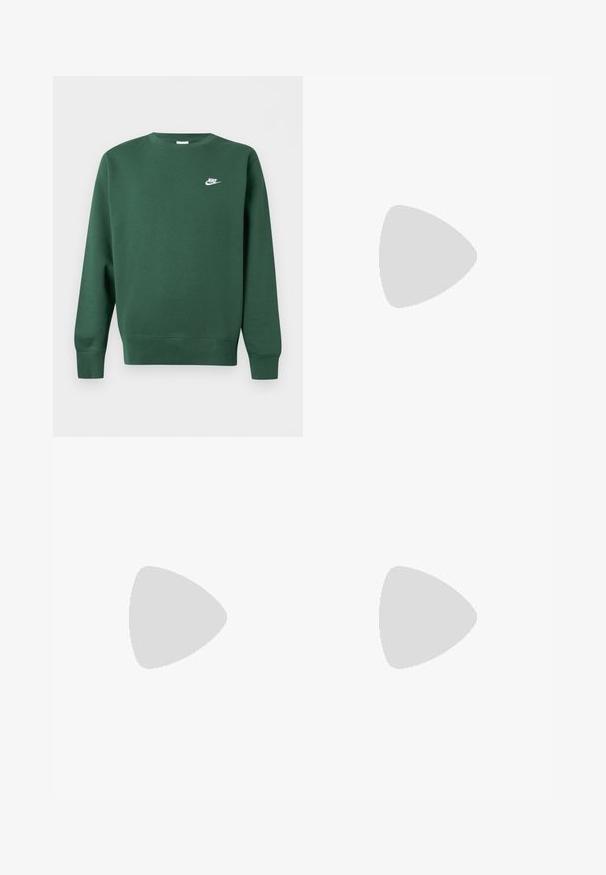 Tume roheline ümarseljaga dressipluus pikkade varrukatega ja vasakul rinnal väikese valge Nike logo.; helehele rohelise lühikeste varrukatega t-särk tekstuurse kangaga ja lõdva lõikega, millel on rinnal väike ruudukujuline logopatch.; Mustad mustad püksid kergest materjalist, elastse vöökoha, küljetaskute ja lõdva istuvuse ning elastsete mansettidega.; Nike Sportswear SHOX R4 SE UNISEX - Tossud - vast grey/bright citron/light graphite/smoke grey/white/black