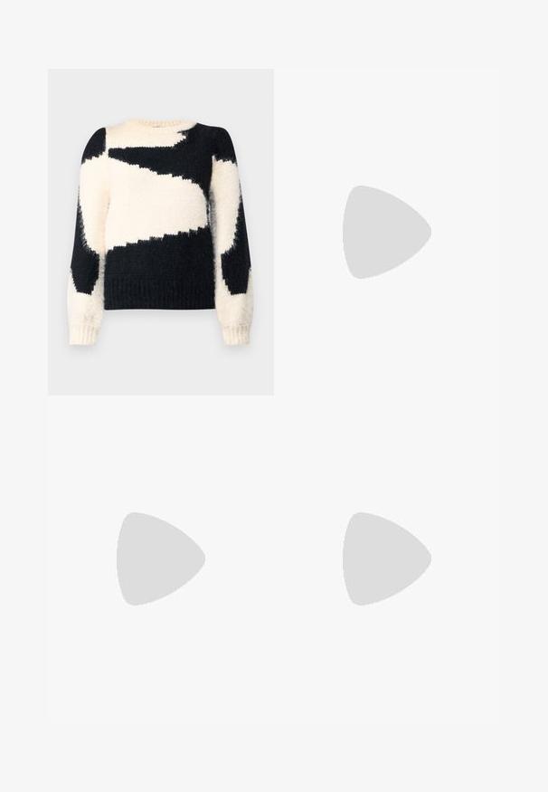 VILA VIKUNNUO O NECK TOP - Pullover - birch; Jupe en cuir noir avec une silhouette évasée, présentant des coutures visibles et une texture lisse. Conception mi-longue avec une coupe classique.; Jambes portant des leggings côtelés foncés associés à des ballerines noires avec de petits détails en nœud sur fond blanc.; Petit sac à main noir brillant avec deux longues anses et des détails à cordon sur les côtés sur un fond clair uni.