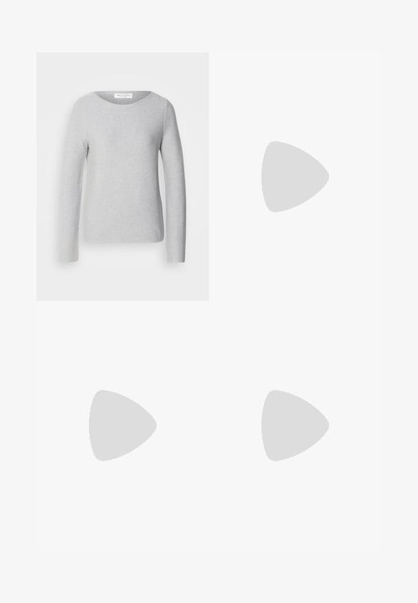 Marc O'Polo LONGSLEEVE BOAT NECK - Pullover - soft stone melange; Pantalon droit couleur kaki clair avec passants pour ceinture, fermeture par bouton et braguette zippée, présenté sur un fond uni.; Baskets en daim beige avec un design texturé, semelle en caoutchouc plate et couture latérale distincte. Bout arrondi et col rembourré.; Sac fourre-tout en cuir vert olive avec double poignée, texture lisse et design à quatre panneaux. Coutures renforcées le long des joints pour plus de durabilité.