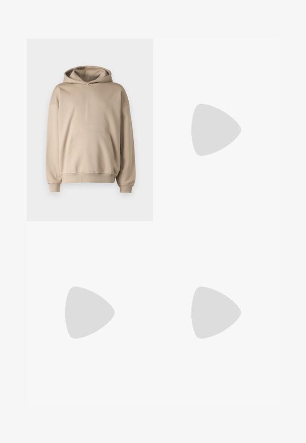 Sweatshirt à capuche beige, en tissu doux, coupe ample, poche kangourou, poignets et ourlet côtelés, design minimaliste, texture lisse.; Jean en denim bleu clair avec une coupe droite, présentant une finition délavée, des rivets en cuivre et un style classique à cinq poches.; Basket blanche en cuir lisse, à bout arrondi, design minimaliste, accent de talon gris et semelle en caoutchouc texturé.; Petit sac bandoulière beige avec poche avant zippée, logo métallique ALDO, sangle large ajustable et forme rectangulaire arrondie sur fond blanc.