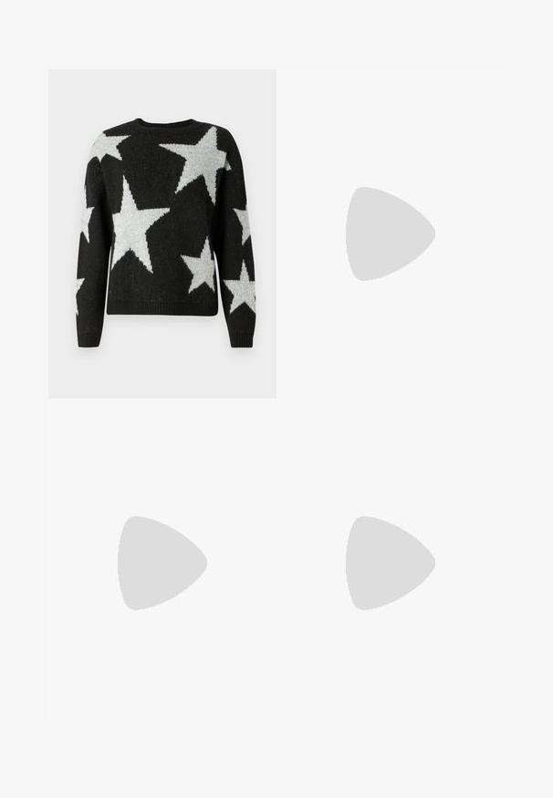 ONLY Knitted ONLJESSICA Knitted - Πουλόβερ - black; Γκρι cargo παντελόνι από βαμβάκι με φαρδιά γραμμή, που διαθέτει δύο μπροστινές τσέπες, δύο πλαϊνές τσέπες και εμφανή ραφές.; Μαύρη δερμάτινη καουμπόικη μπότα με διακοσμητικές περικοπές, ασημένια πόρπη και κεκλιμένο τακούνι, εμφανιζόμενη σε λευκό φόντο.; Μαύρη δερμάτινη τσάντα hobo με μαλακή, γυαλιστερή υφή και στρογγυλή, ανοιχτή κορυφή. Διαθέτει φαρδύ, καμπύλο λουρί για μεταφορά. Χωρίς ορατό εξοπλισμό.