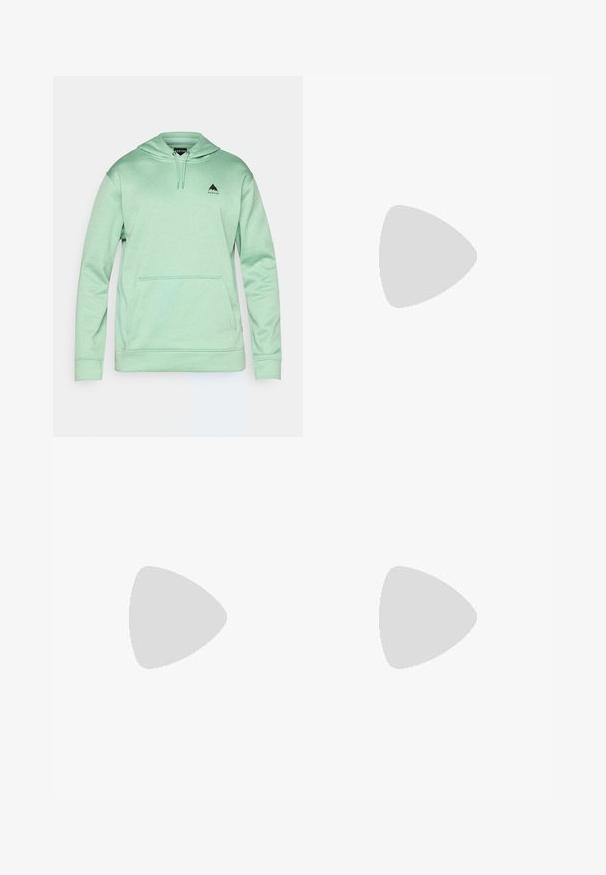 Burton MENS OAK - Sweat à capuche - soft sage heather; T-shirt blanc à manches courtes avec col rond et petit logo noir The North Face sur la partie supérieure gauche de la poitrine.; Pantalon de plein air kaki avec ceinture noire réglable, deux poches zippées sur les cuisses et coutures au niveau des genoux, présenté sur un fond uni.; Chaussure de randonnée gris clair et blanche avec panneaux en mesh, lacets à l'avant, col rembourré et logo Vibram sur une semelle robuste.