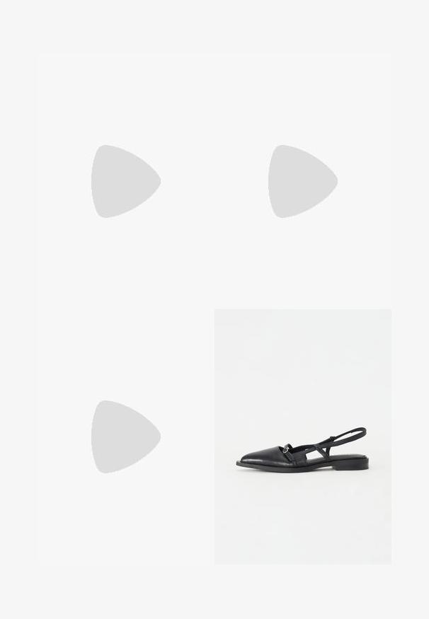 Schwarzer Jumpsuit mit kurzen Ärmeln, einem Kragen und einem Gürtel in der Taille. Vor einem weißen Hintergrund platziert. schlichtes und stilvolles Design.; Schwarzes Leder Slingback-Schuh mit spitzem Zeh, niedrigem Absatz, Ausschnittdesign und dekorativem kreisförmigen Schnallen-Detail.; Schwarze gewebte Lederhandtasche mit kurzem Griff und abnehmbarem Schulterriemen, präsentiert vor einem schlichten hellen Hintergrund.; Paar glänzende silberne Creolen mit dünnen Drahtverschlüssen, dargestellt vor einem hellgrauen Hintergrund.