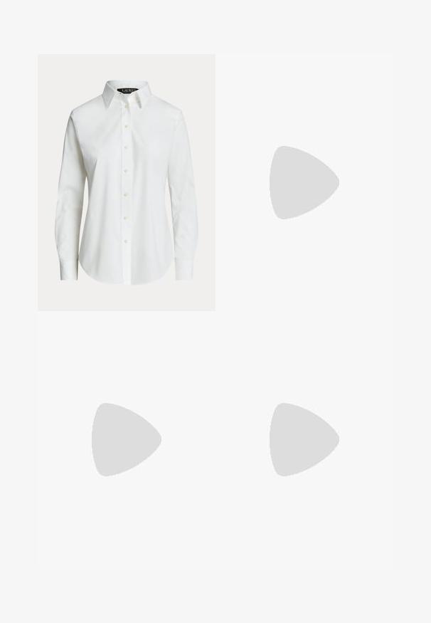 Camisa blanca de manga larga con botones, con cuello clásico y botones delanteros visibles, mostrada sobre un fondo liso.; Pantalones de algodón marrón con un diseño ajustado, parte delantera plana y bolsillos estándar; textura suave y puños dobladillos.; Botas de cuero marrón hasta la rodilla con un acabado suave, puntera redondeada, una correa decorativa con una hebilla circular y un tacón bajo apilado.; Cinturón de cuero marrón oscuro con hebilla rectangular dorada y pequeño logo dorado "RL" cerca de la hebilla sobre un fondo liso y claro.