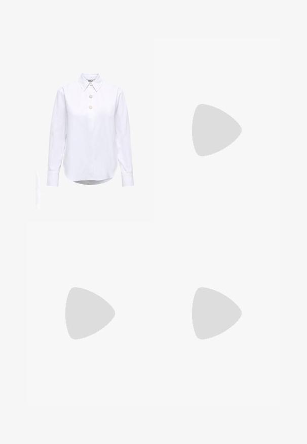 Hvid bluse med lange ærmer, spidse kraver og tre dekorative firkantede knapper ned foran i midten.; Vero Moda VMEVA PAPERBAG PANT - Bukser - winetasting; Sort loafersko med en kraftig platformsål, glat læderoverdel, dekorativ kædeaccent og let hæl med notched detalje.; Sorte solbriller med grå linser, der har et gittermønster af små metalliske rhinsten langs stellet. Glat overflade, kantede design.