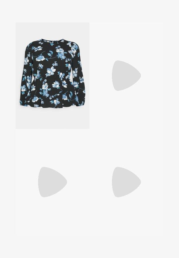 ONLY Curve ONCBIANCA NOVA LUX PEPLUM TOP - Μπλούζα - black; EVOKED VILA VIMARLA PENCIL SKIRT - Pencil φούστα - black; Μαύρες μπαλαρίνες με τακούνι, από λείο, ματ δέρμα, ανοιχτή μύτη, πλατύ λουρί πάνω στη πτέρνα και λεπτό, τετράγωνο τακούνι.; Μαύρη δερμάτινη τσάντα χειρός με τριγωνικό σχήμα, γωνιακή καπάκι και στρογγυλή λαβή στην κορυφή. Διαθέτει λεία υφή και μινιμαλιστικά σχεδιαστικά στοιχεία.