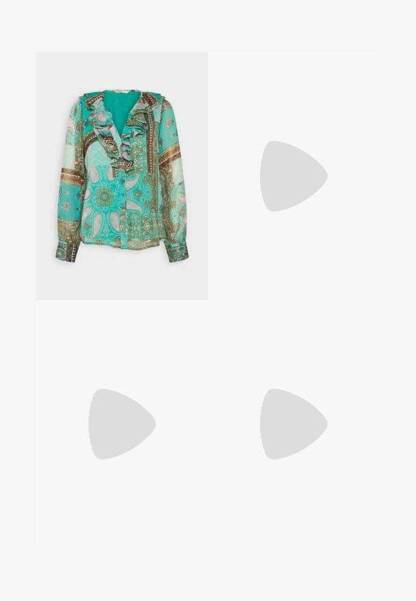 ONLY ONLSTELLA FRILL - Blúzka - electric green; Modré rozšírené džínsy vyrobené z denimu s stredným pásom, obsahujúce dve zadné vrecká a čistý lem. Hladká textúra a klasický dizajn.; Čierne členkové topánky vyrobené z ekologickej kože, s bočným zipsom, masívnym podpätkom, platformovou podrážkou a s očkom na ťahanie na zadnej strane.; Kruhové slnečné okuliare s kovovými zlatými rámami a tmavozelenými sklá. Ramená majú design z korytnačiny pre väčší detail.