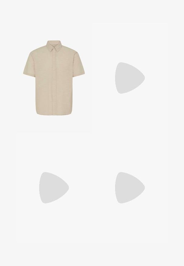 Camisa de manga corta de color beige claro, abotonada y confeccionada en un tejido con textura, que cuenta con un cuello clásico y un corte recto con acabado limpio.; Pantalones cortos blancos con textura hasta la rodilla con cintura elástica y cordón, con bolsillos laterales y un corte casual.; Zapatillas de ante beige con suelas de goma blanca, puntera redondeada y seis ojales para los cordones. Textura suave con un diseño minimalista.; Cinturón de cuero marrón con hebilla rectangular de metal, patrones decorativos perforados a lo largo de los bordes y una perforación en forma de corazón cerca de la punta.