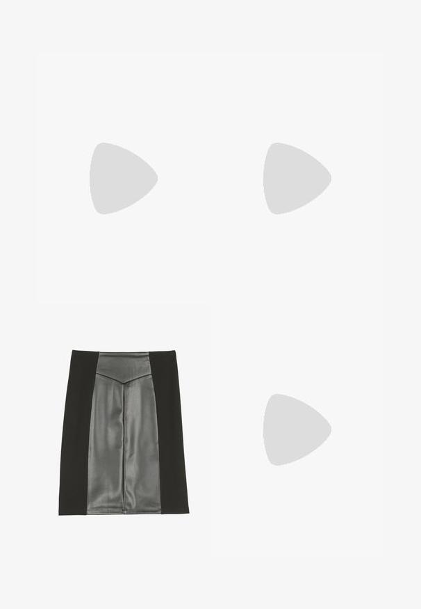 Blusa negra de manga larga hecha de una tela ligera y texturizada. Presenta un escote en forma de scoop y una silueta ajustada con un detalle mínimo.; Anna Field Falda acampanada - black; Botas de tobillo de cuero negro con suela de plataforma gruesa y cremallera delantera. Textura suave con un diseño minimalista.; Cinturón de cuero negro con hebilla de metal plateado y acentos de doble lazo, que presenta un acabado texturizado y un extremo cónico para un ajuste seguro.