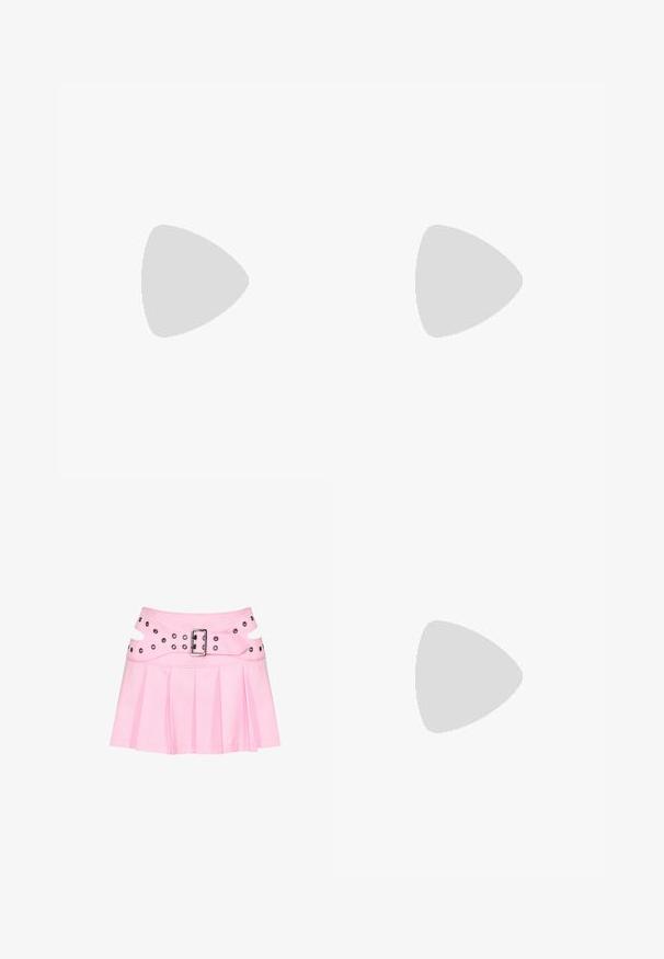 Hollister Co. TIE FRONT TUBE - Top - light pink; Ružová plisovaná mini sukňa so širokým dvojvrstvovým pásom, striebornou prackou a viacerými očkami na zapínanie a ozdobu.; Call it Spring ANABELLE - Obuv na platformovom opätku - dark pink; Ružová priehľadná obdĺžniková kabelka cez rameno s preklápacím uzáverom a nastaviteľným popruhom na jednoduchom svetlom pozadí.